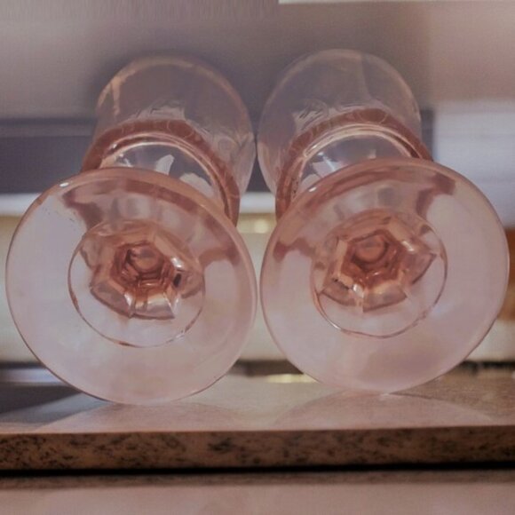 Vintage Madrid Pink By Federal Glass Depression Glass Set of 2 Goblets - Picture 5 of 5